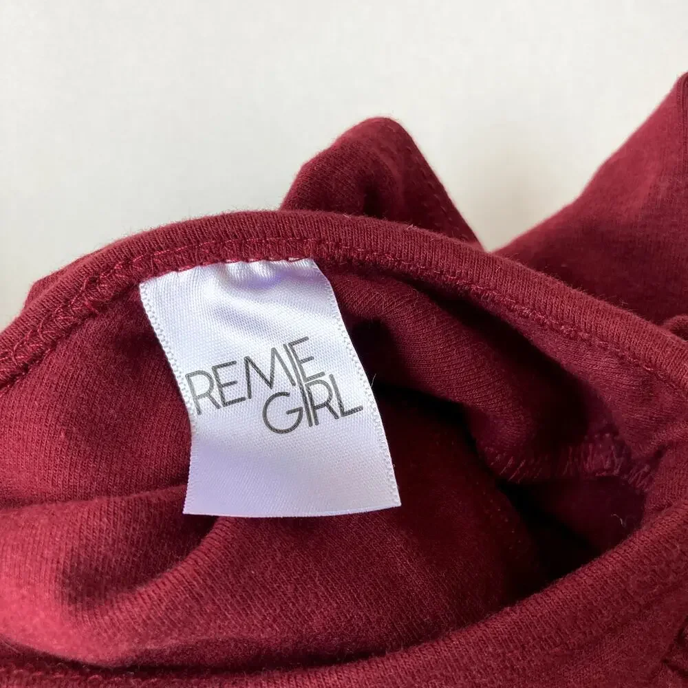 Remie Girl Ruffle Ballet Twirl Dress - Red Maroon Burgundy - 18-24M